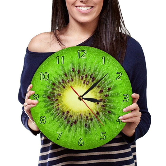 Summer Fruit Kiwi Designed Green Wall Clock Fresh Slice