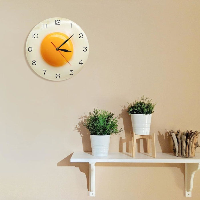 Sunny Side Up Fried Egg Kitchen Wall Clock 3d Flat Design