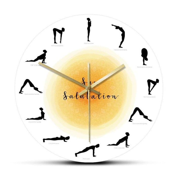 Surya Namaskar Sequence Yoga Pose Silhouette Wall Clock Non