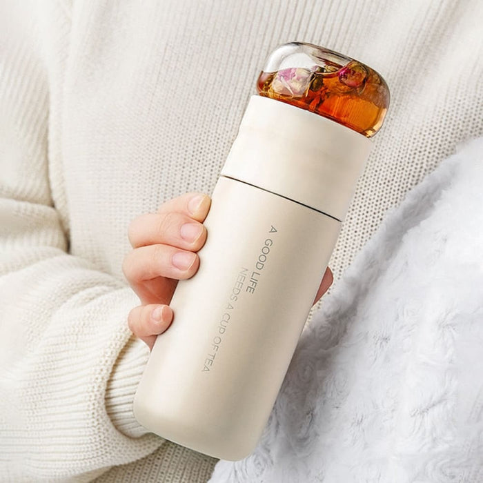 Tea Infuser Vacuum Flask 300ml Insulated Cup 316 Stainless