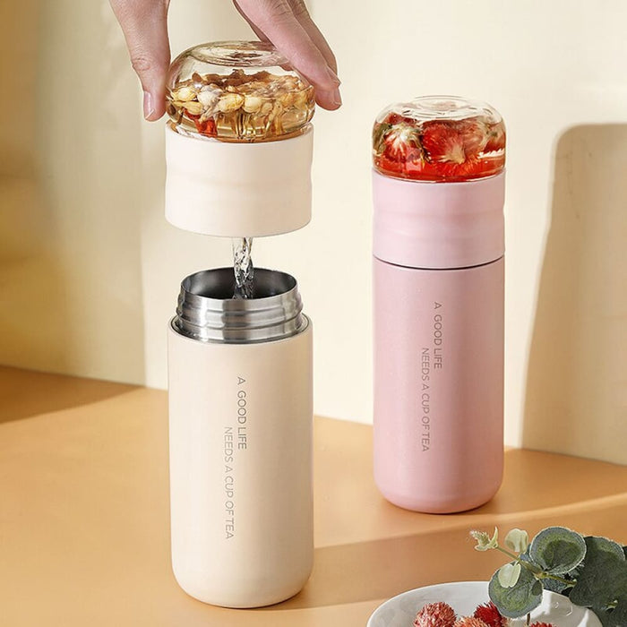 Tea Infuser Vacuum Flask 300ml Insulated Cup 316 Stainless