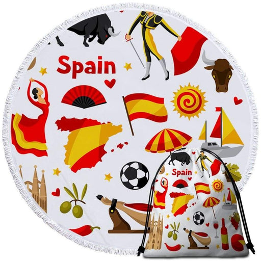 Traditional Symbols Microfiber Round Beach Towel