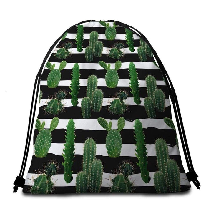 Tropical Cactus Print Round Beach Towel