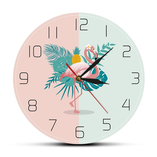 Tropical Flamingo Wall Clock Pink Nursery Art Nature Home