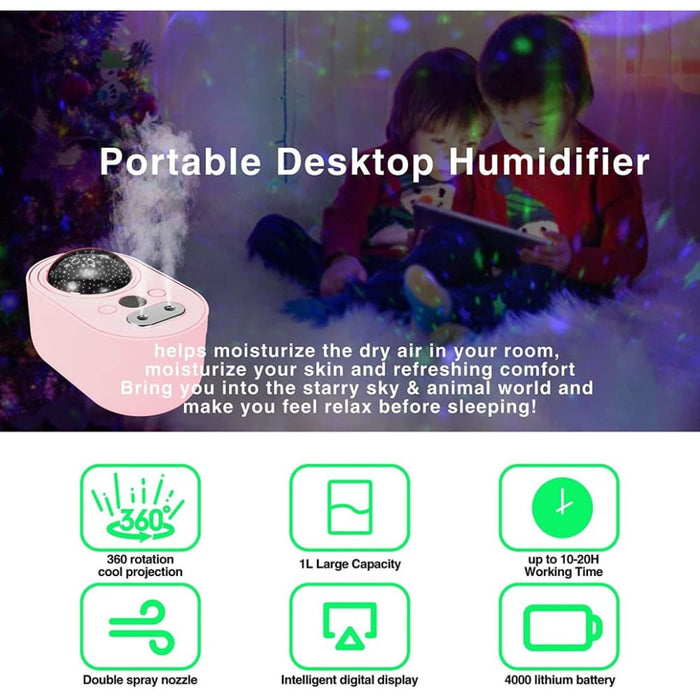 Ultrasonic Humidifier With Star Night Light Projector Cool