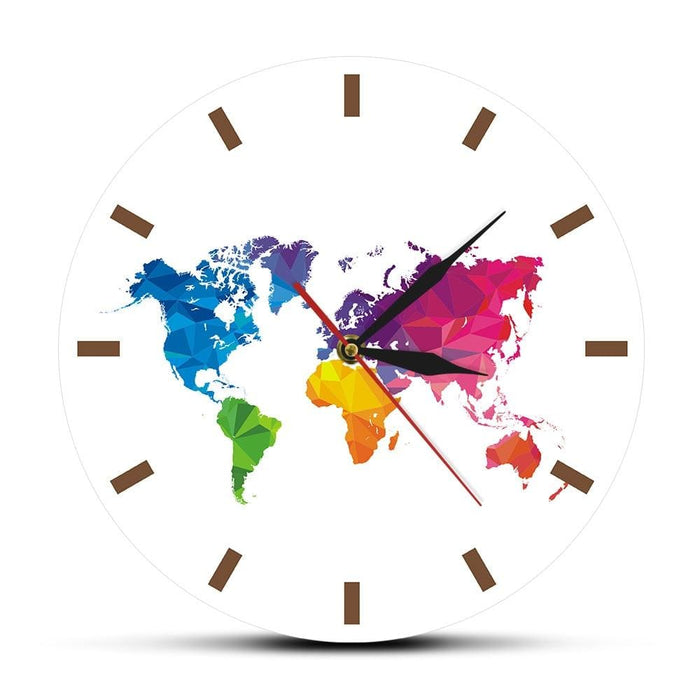 Unique Colorful World Map Wall Clock Silent Movement Modern