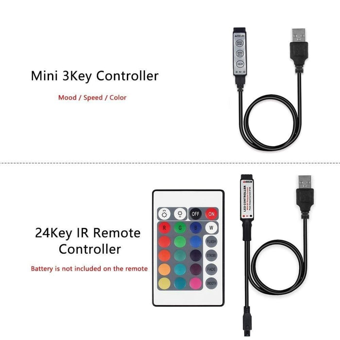 Usb Led Strip 5050 Rgb 24key Ir Remote Mini 3key Controller