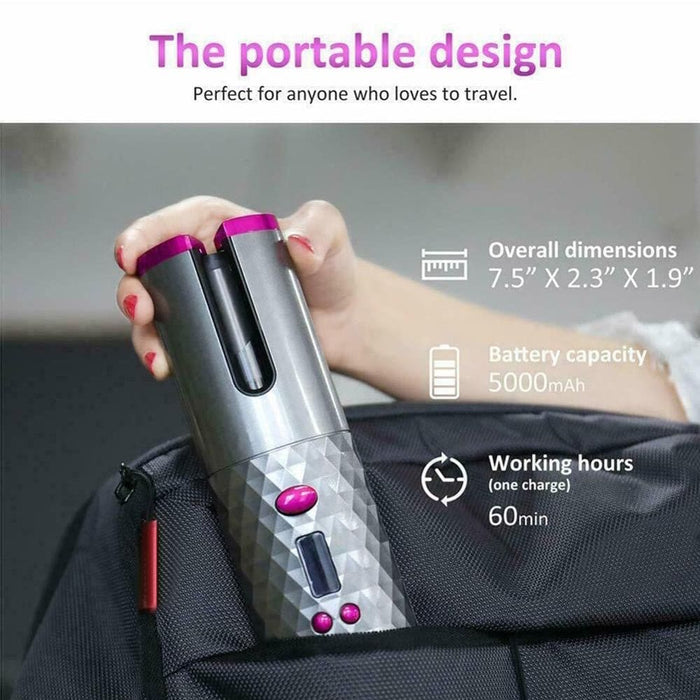 Usb Rechargeable Auto-rotating Ceramic Portable Hair Curling