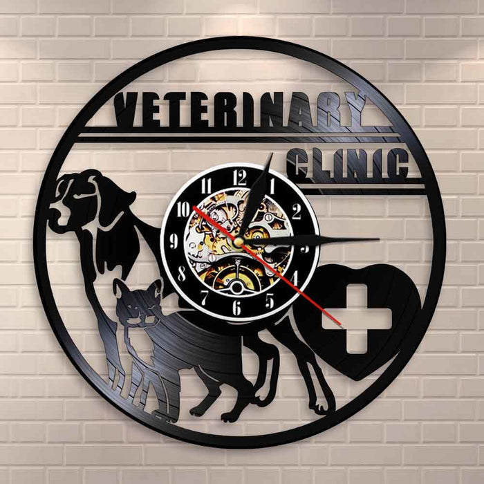 Veterinary Clinic Veterinarian Led Vinyl Record Wall Clock