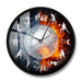 Fire And Water Volleyball Ball Wall Clock Sport Game Living