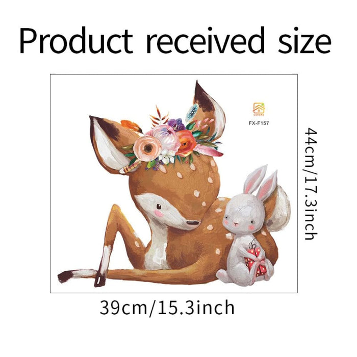 Watercolor Cute Deer And Bunny Rabbit Friends Wall Stickers