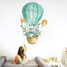 Watercolor Green Rabbit Hot Air Balloon Wall Stickers For