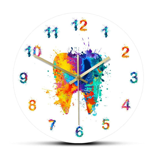 Watercolour Tooth Painting Print Wall Clock Medical Dental