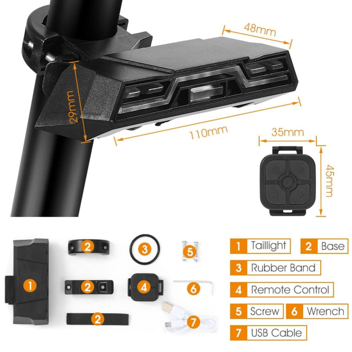 Bike Turn Signal Light Smart Remote Control Direction