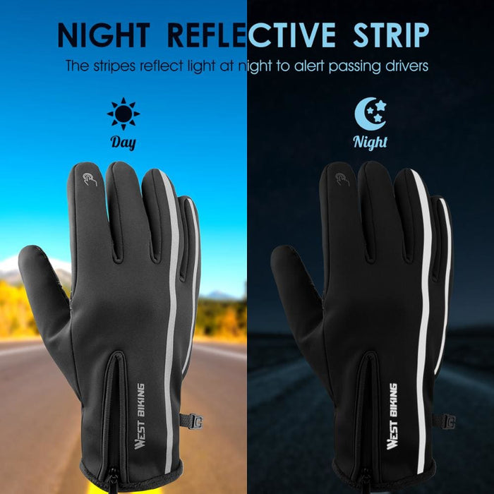 Reflective Sport Gloves Winter Thermal Fleece Touch Screen