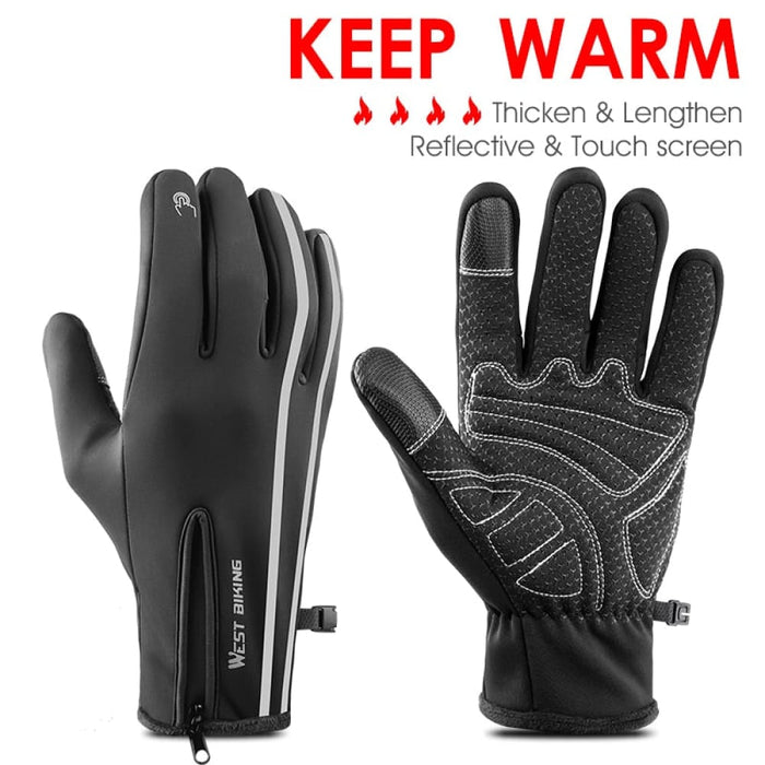 Reflective Sport Gloves Winter Thermal Fleece Touch Screen