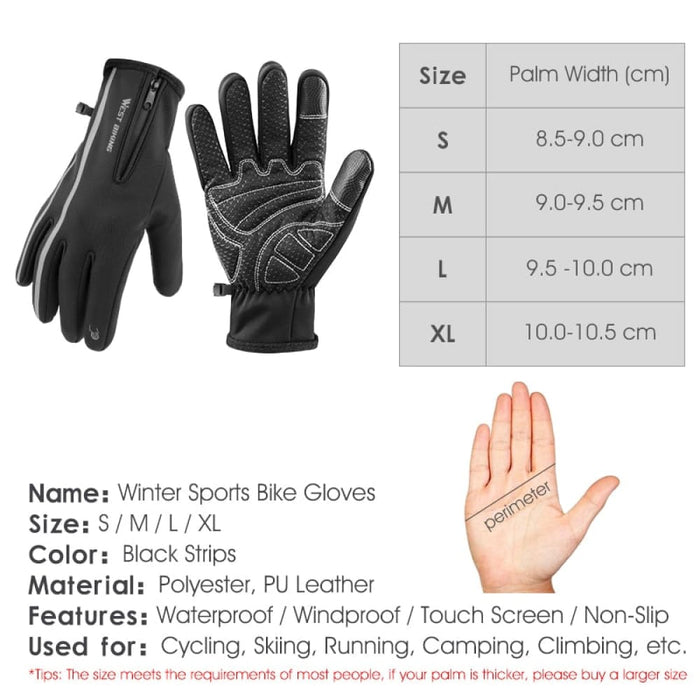 Reflective Sport Gloves Winter Thermal Fleece Touch Screen