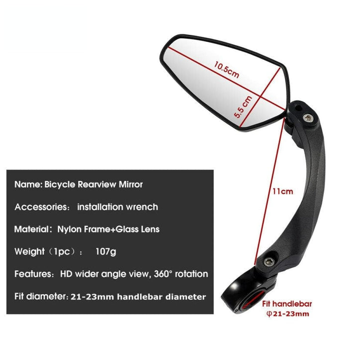 Universal Bicycle Rear View Mirror Wide Angle Mtb Road