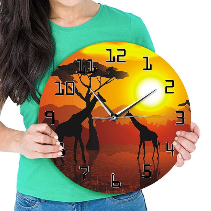 Wildlife Giraffe Wall Art Decorative Clock Serengeti African