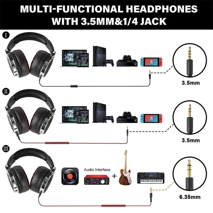 Wired Professional Studio Pro Dj Headphones With Microphone