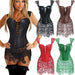 Women Steampunk Corset Lady Faux Leather Lace Up Front