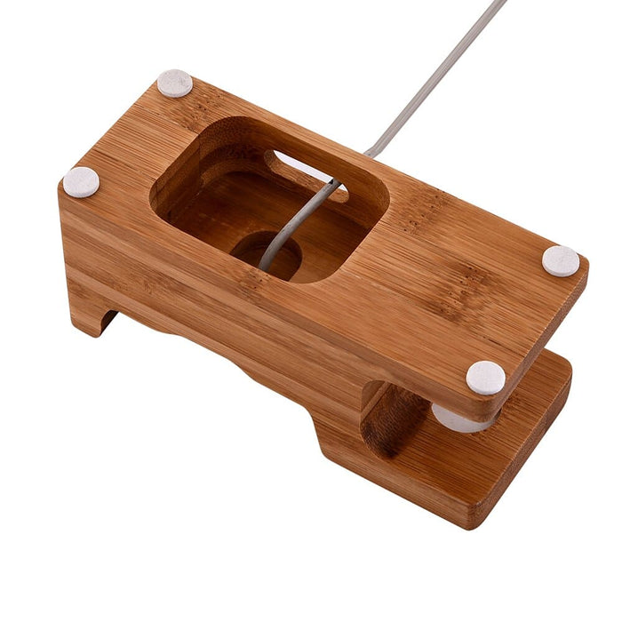 Wooden Charging Dock Station Mobile Phone Holder Stand