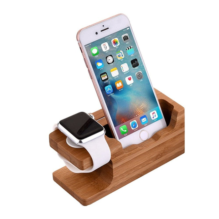 Wooden Charging Dock Station Mobile Phone Holder Stand