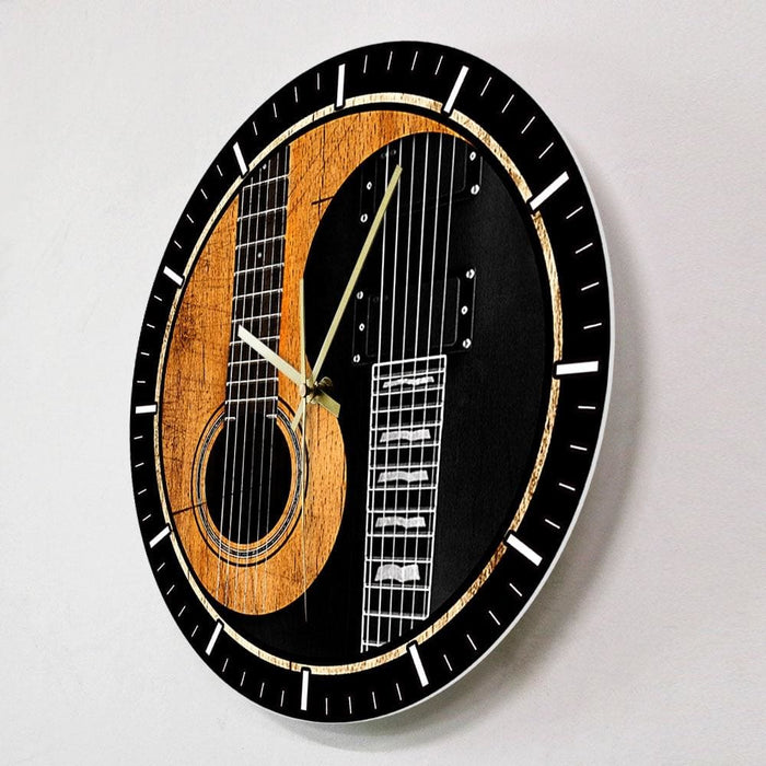 Yin Yang Guitar Bass Printed Wall Clock Acoustic Silent