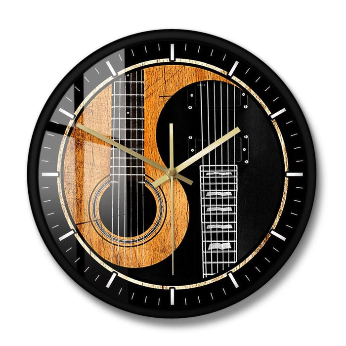 Yin Yang Guitar Bass Printed Wall Clock Acoustic Silent
