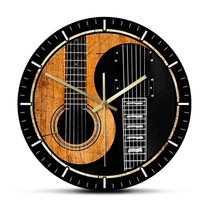 Yin Yang Guitar Bass Printed Wall Clock Acoustic Silent